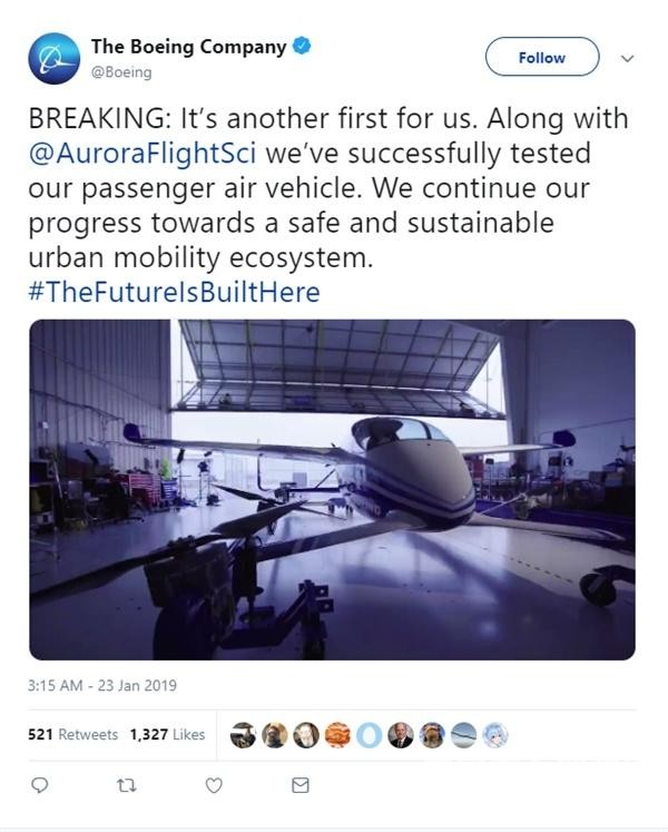 波音飛行出租車完成首次測(cè)試 采用無(wú)人駕駛技術(shù)