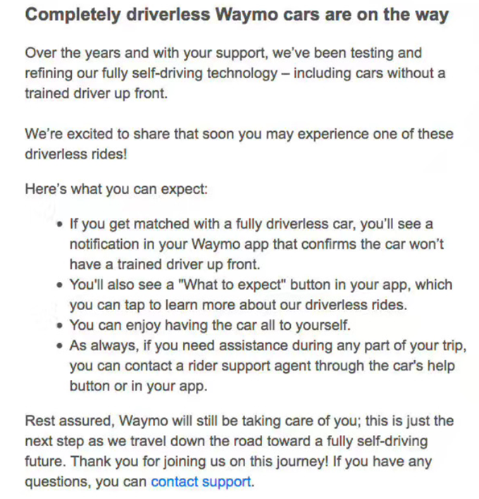 Waymo完全無(wú)人駕駛的出租車(chē)已上路