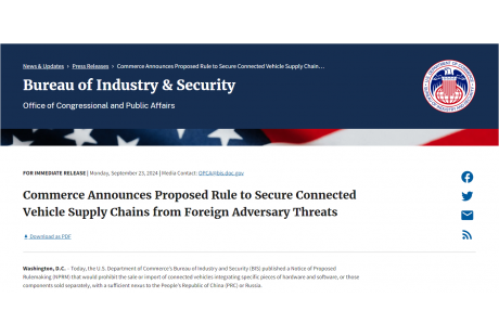 禁令升級！美國擬全面禁用中國自動駕駛軟硬件 原創(chuàng) 編輯部 低速無人駕駛產(chǎn)業(yè)聯(lián)盟  2024年09月24日 18:44 廣東